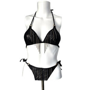 Agent Provocateur Lou Lou Black Chain Bikini Swimsuit  2 pc. Size 2